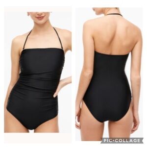 J Crew NWT Black One Piece Swimsuit size 6 Strapless Bandeau or Halter